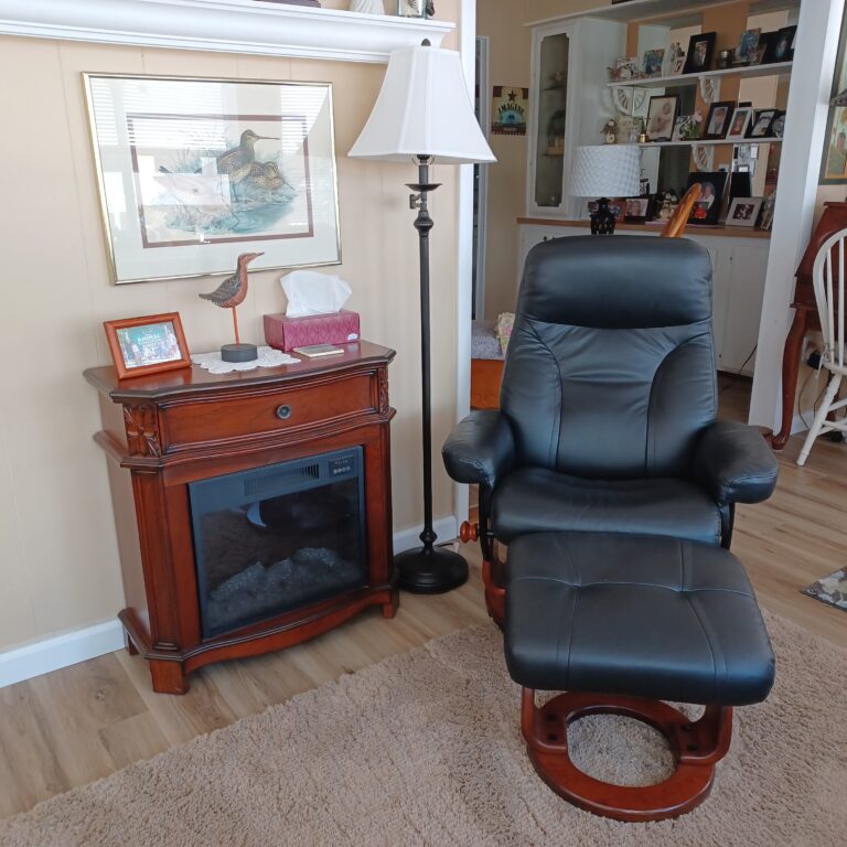 lounge chair with fire place